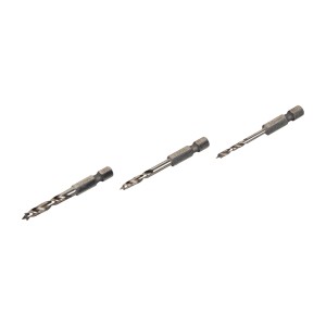 Set di punte da legno LUX, 3 pezzi: 3 mm, 4 mm e 5 mm, con codolo esagonale per avvitatori a batteria.