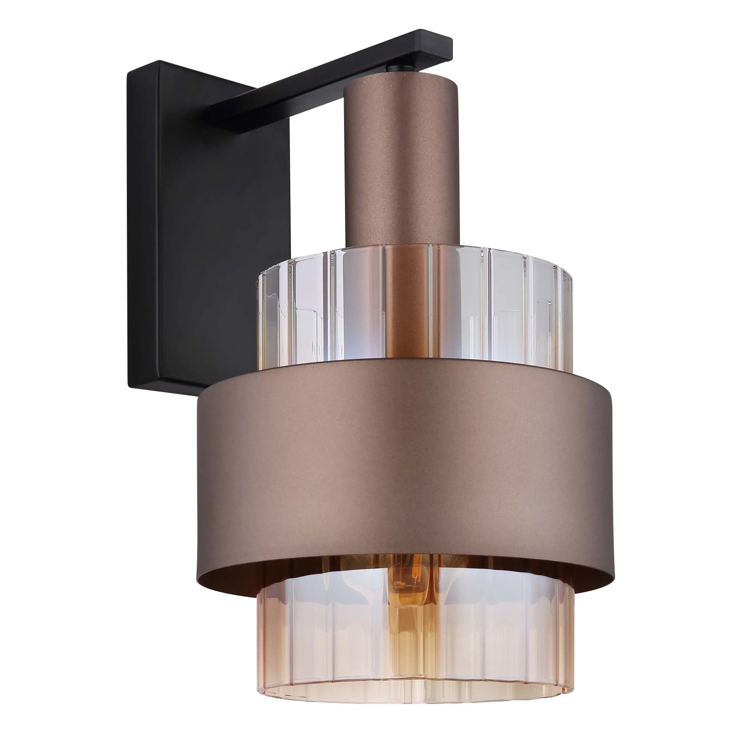 Applique moderna in bronzo e nero per un'illuminazione elegante.
