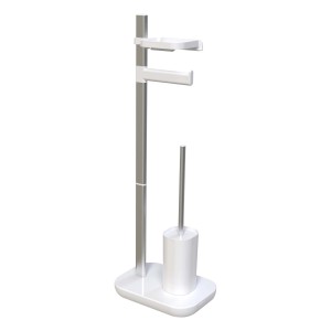 Set WC t.b.t. con portacarta igienica e scopino, argento/bianco.