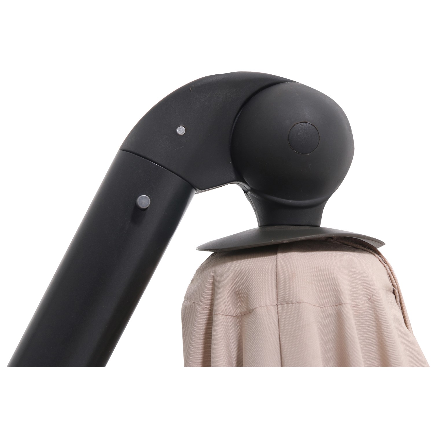 Dettaglio: palo antracite e telo beige dell'ombrellone a braccio Cocoa Beach.