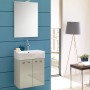 Set di mobili bagno moderno: mobile lavabo con mobiletto e specchio. Design elegante per il bagno.