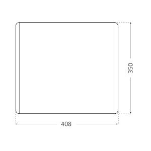 Disegno tecnico di un Lavatoi (lavabo) quadrato con dimensioni.