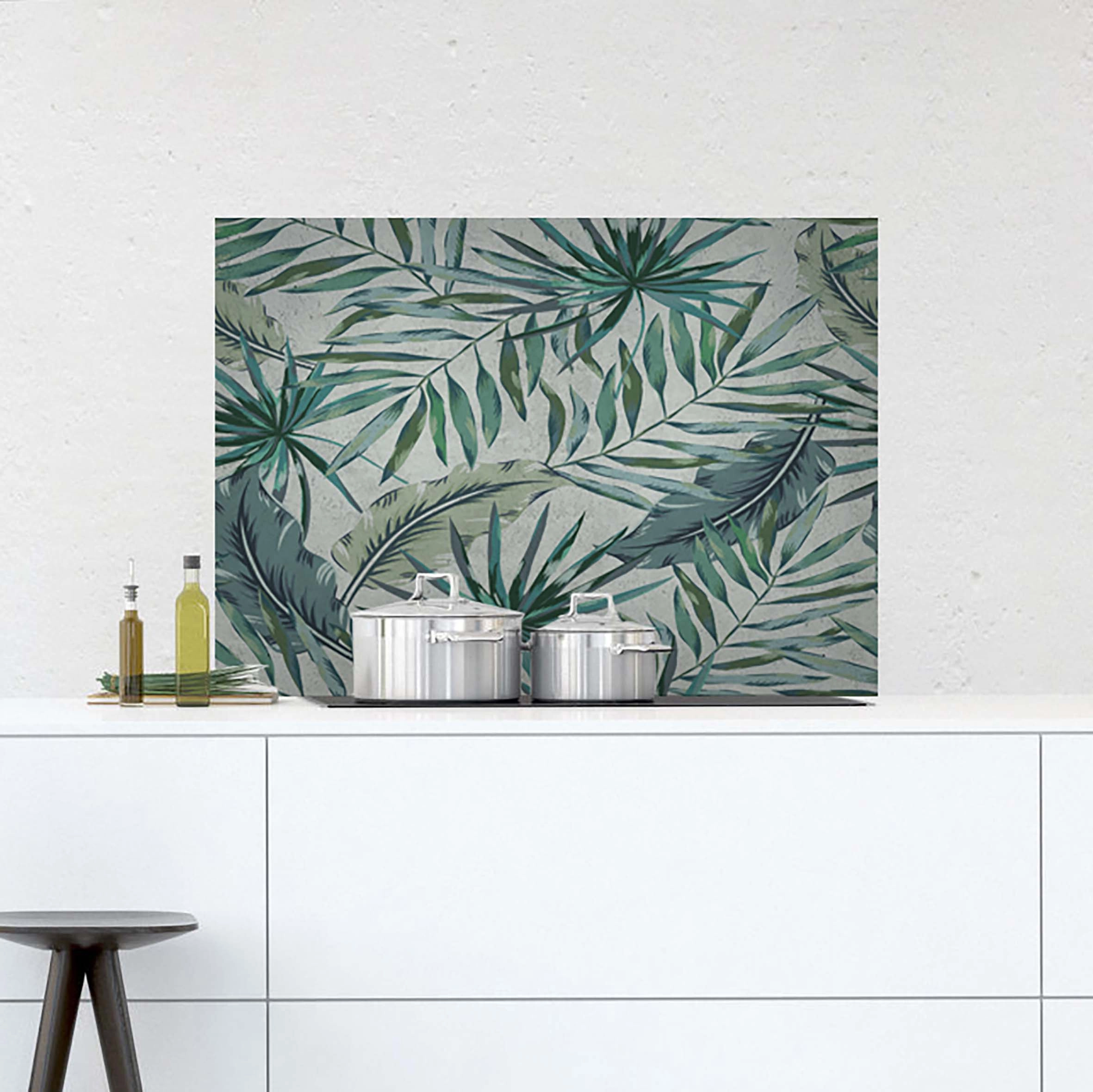 Paraschizzi cucina adesivo stile Tropical Leaves 65x47 cm