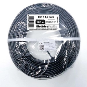 Cavo elettrico nero FS17 4,0 da 100m in bobina, per applicazioni unipolari e multipolari.