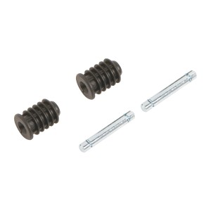 Set di fissaggio: 2 perni e 2 manicotti neri per tubi tondi (65mm) per ruote per mobili.