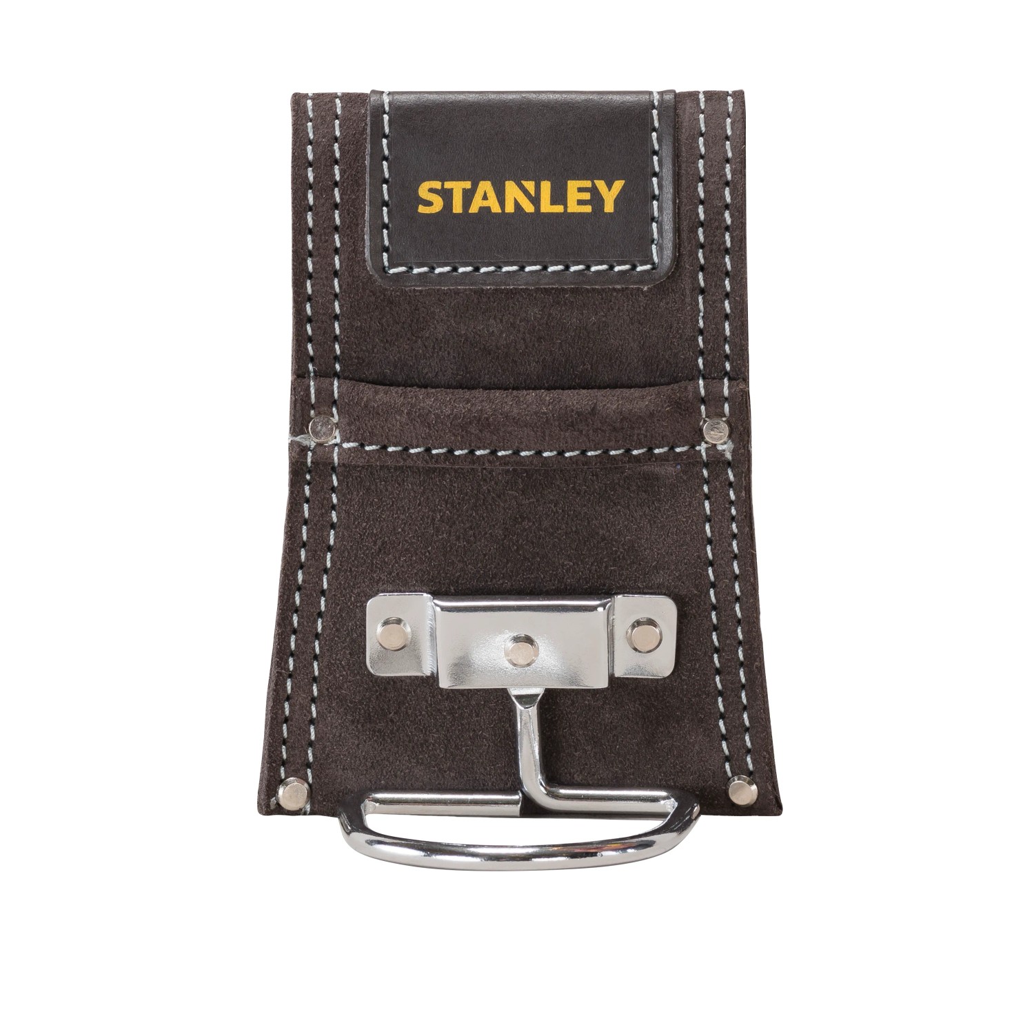 Portautensili Stanley in pelle per cintura da lavoro, marrone.