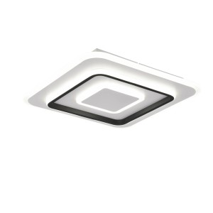 Plafoniera LED Jora moderna e dimmerabile, bianco opaco, 39,5x39,5 cm, con telecomando per ambienti domestici.