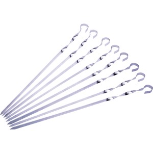 Spiedini per grigliata XXL set da 8 pezzi in acciaio inox, utensili per griglia con occhiello.