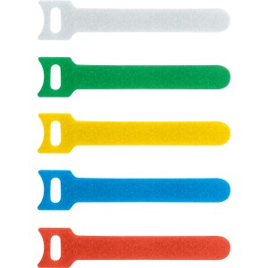 Set di fascette a strappo colorate, 5 pezzi: Fascette a strappo in bianco, verde, giallo, blu e rosso.