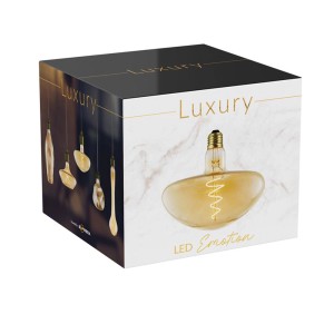 Confezione di una lampadina LED E27 in stile retrò. Lampadina decorativa a luce calda.