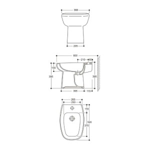 Bidet a terra Lake in ceramica bianco