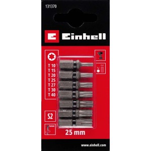 Set di inserti a impatto Einhell, 7 pezzi, T10-T40, 25 mm, per avvitatori e trapani.