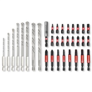 Set di inserti Einhell Impact, 33 pezzi con punte per pietra e inserti in scatola.