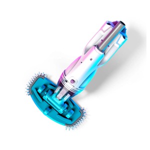 Aspiratore per piscina blu e bianco con spazzole