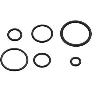 Set di O-ring neri in varie dimensioni per diverse applicazioni.