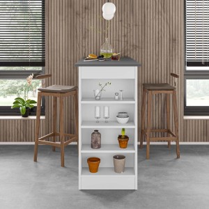 Penisola Swallow con piano antracite e struttura bianco 117x54x102 cm