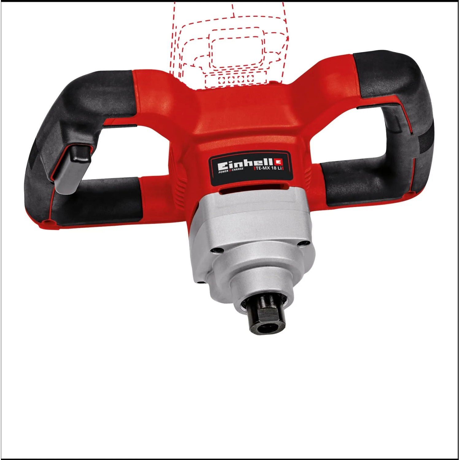 Einhell Power X-Change Miscelatore per vernice e malta TE-MX 18 Li, rosso/argento, con ampia maniglia e filettatura M14.