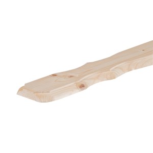 Vista dettagliata di balaustra t.b.t. in legno chiaro non trattato.