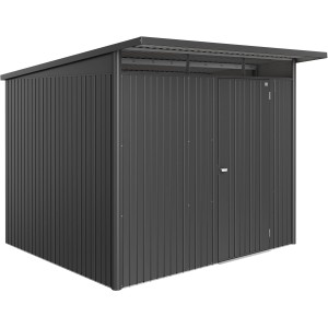 Casetta da giardino in metallo Biohort AvantGarde ECO Gr. A6 in grigio scuro metallizzato con porta standard.
