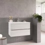 t.b.t. Mobile bagno sospeso effetto legno con due cassetti.