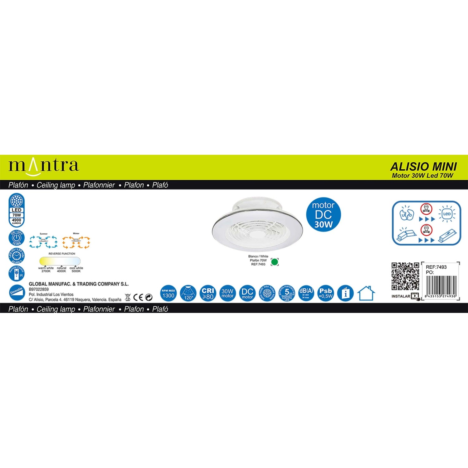 Planofiera LED 70W con ventilatore 30W Alisio Mini 16,5x52,5 cm bianco_13