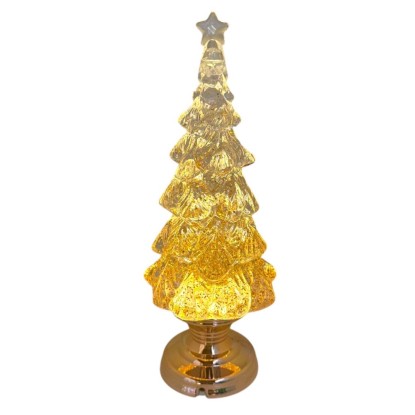 Albero di Natale artificiale glitter rosa-oro LED bianco caldo H 32 cm