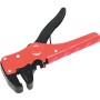Pinza spelafili automatica con manico rosso per spellare cavi.