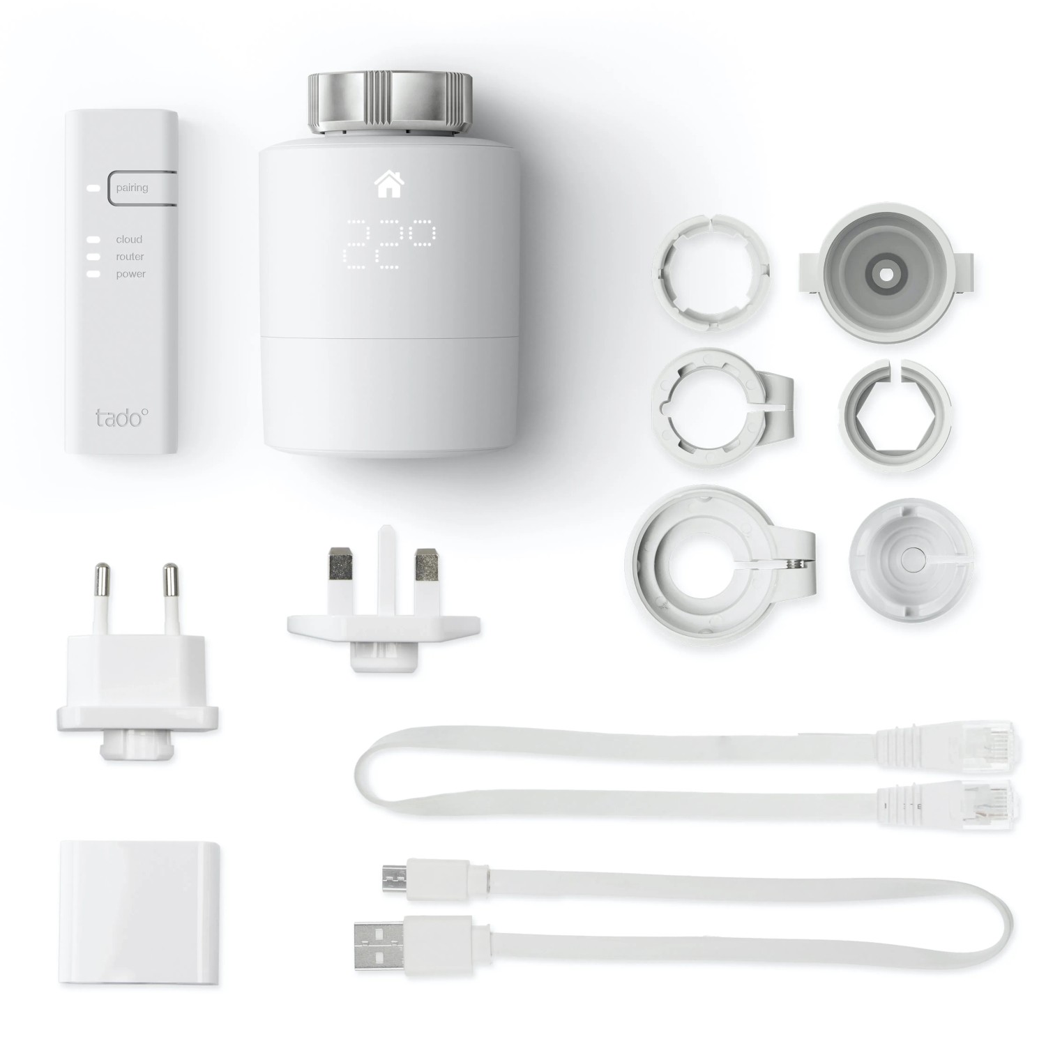 tado° Kit di base termostato per termosifoni Smart V3+ con accessori per il controllo del riscaldamento Smart Home.