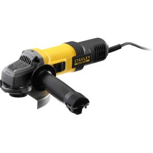 Smerigliatrice angolare Stanley FatMax FMEG220 (850 W) con impugnatura ausiliaria e cavo di alimentazione.
