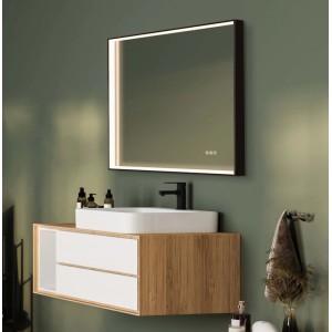 Specchiera LED S4 Square 100x80 cm nero