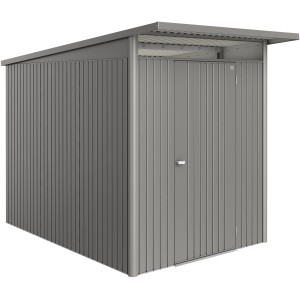 Casetta da giardino in metallo Biohort AvantGarde ECO Gr. A3 in grigio quarzo metallizzato con porta standard.