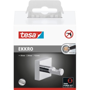 Tesa Ekkro gancio portasciugamano cromato per montaggio a parete senza forare.
