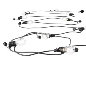 t.b.t. Portalampade con lampadine chiare su cavo nero.