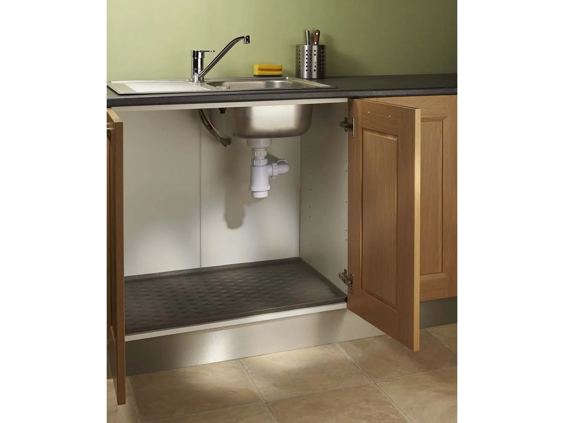 FLATO Tappetino impermeabile sotto lavello, 71,1 x 48,3 cm, per cucina e bagno, organizer da cucina e ripostiglio, protezione per mensole e armadietti, vassoio antigoccia flessibile in silicone