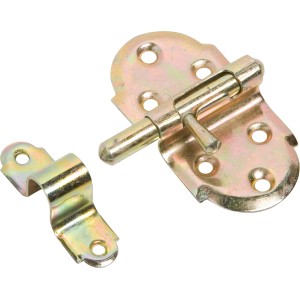 Catenaccio a leva zincato giallo, 75x40mm, per fissare porte e mobili.