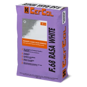 Sacco di t.b.t. F.68 Rasa White rasante a base calce-cemento per interni ed esterni.