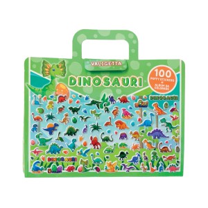 Valigetta Dinosauri con album da colorare e 100 stickers 3D attacca-stacca