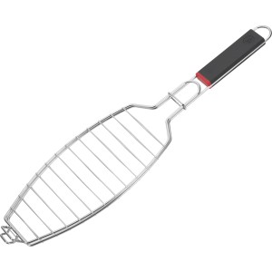 Jamestown griglia per pesce in acciaio inox con manico nero.