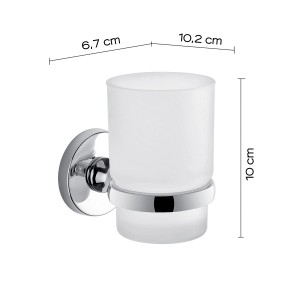 Portaspazzolino t.b.t. da parete, cromo e vetro satinato.