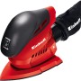 Levigatrice multifunzione Einhell TH-OS 1016, macchina levigatrice rossa e nera con sacchetto raccoglipolvere.