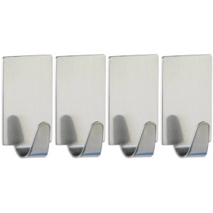 Wenko Ganci rettangolari, set da 4, acciaio inox lucido, per bagno e casa.