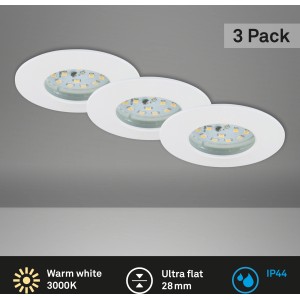 Briloner LED faretti da incasso Attach, set da 3, bianchi, adatti per interni e bagni.