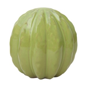 Sfera decorativa da giardino, verde chiaro, a coste.