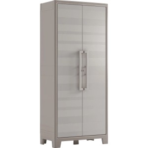 Armadio in plastica KIS Gulliver, beige sabbia, con 8 ripiani. Sistema di scaffalatura per cantina, garage o ripostiglio.
