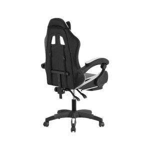 Sedia gaming reclinabile con poggiapiedi e supporto lombare nero/bainco