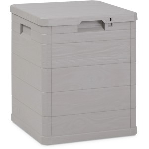 Mobile/baule grigio t.b.t. effetto legno per giardino o terrazzo.