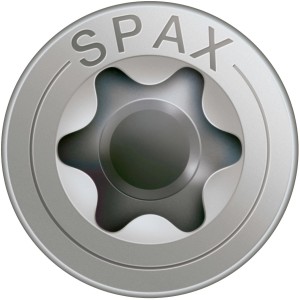 Dettaglio della testa svasata di una vite universale Spax con attacco T-Star plus.
