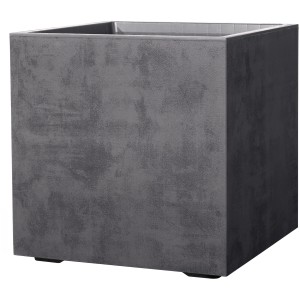 Fioriera quadrata Deroma Cubo Millennium antracite effetto pietra naturale, 39x39x39 cm.