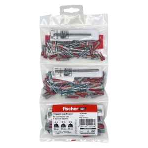 Fischer Tasselli Tripack DuoPower con viti e punte trapano, diverse misure.