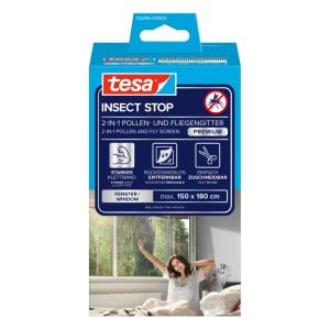 tesa® Insect Stop 2in1 zanzariera antipolline per finestre, antracite. Protezione insetti per allergici.